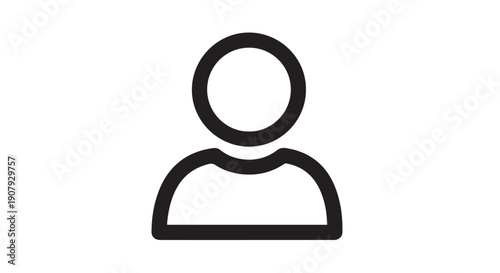 Simple black outline human avatar icon representing user profile and account settings interface element