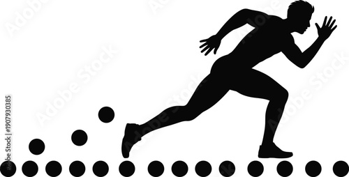 Sprinter silhouette showing speed motion concept with running athlete isolated on white background fitness sport illustration design vector minimal modern