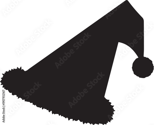 Traditional santa claus hat with fur trim and pom pom worn during christmas holiday in vector illustration line art