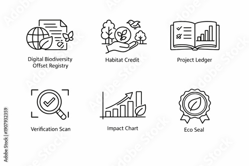 Digital biodiversity offset registry and environmental project icons