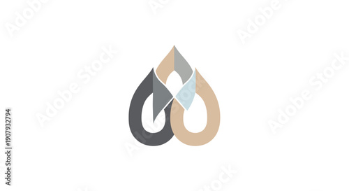 Abstract logo design with intertwined teardrop shapes in various colors.
