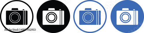 Modern minimalist camera button icons outline and solid photography symbols for web and app design