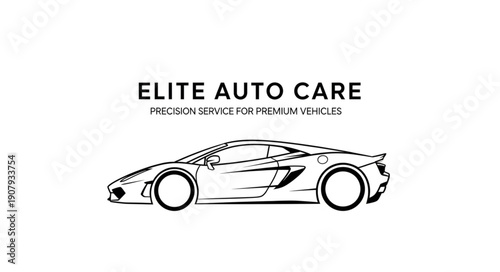 Luxury Sports Car Line Art Illustration.