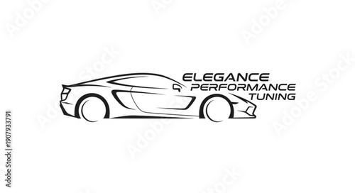 Luxury Sports Car Line Art Illustration.