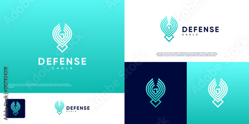 Abstract eagle logo with a concept of modern protection and defense, alertness, design template illustration.