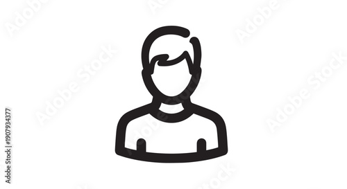 Simple black and white icon depicting a generic male user profile avatar graphic representation