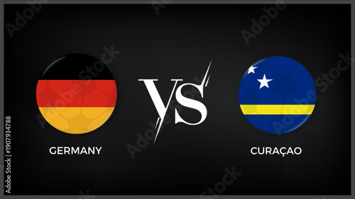 Germany vs Curacao flag and world map use for FIFA world cup 2026 template banner design.