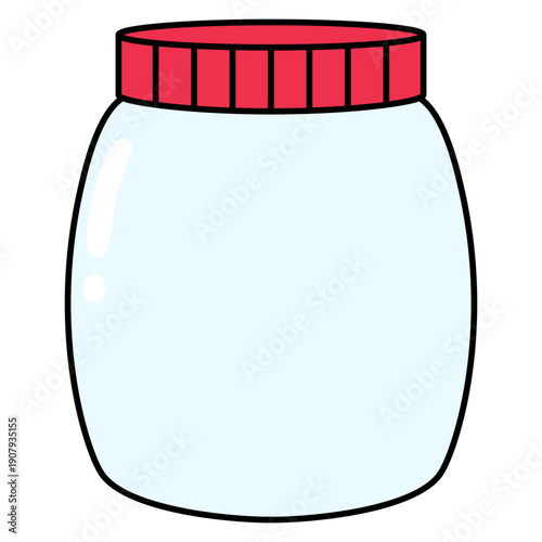 Empty Glass Jar cartoon style illustration isolated