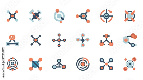 Collection of Drone Icons and Symbols Representing Technology.