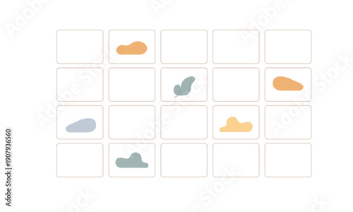 Minimal flat vector illustration with a structured grid representing time blocks and planning process. 