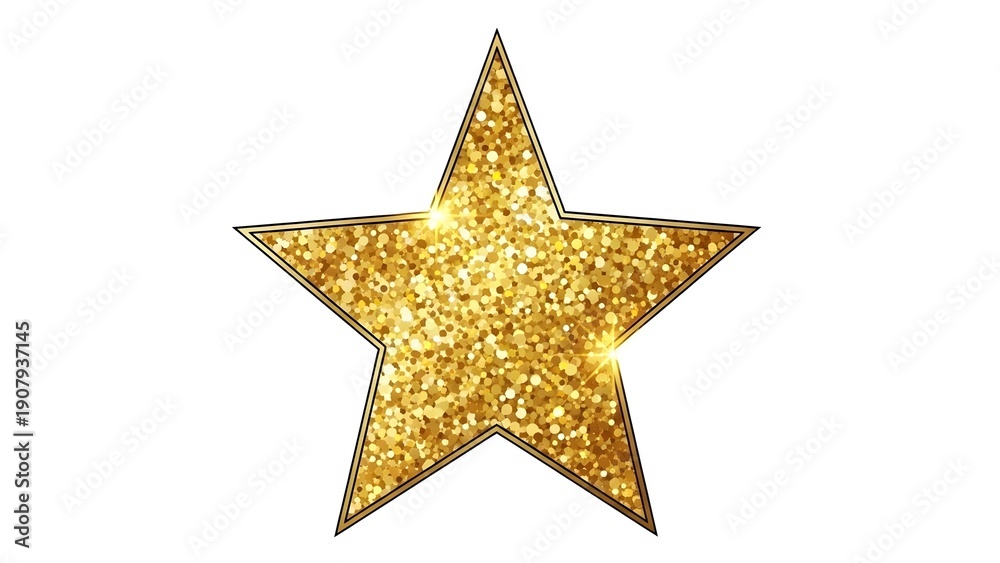 Fototapeta premium Golden star shape with glittering texture on a plain background, viewed from a straightforward angle, representing celebration and festivity