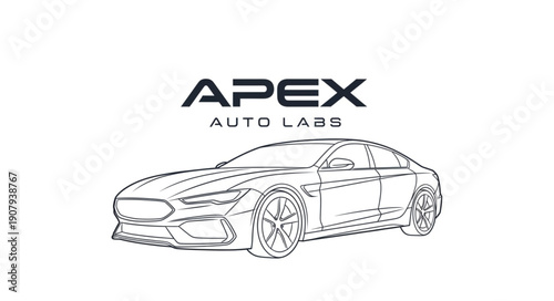 Modern Sedan Car Outline Logo Design.