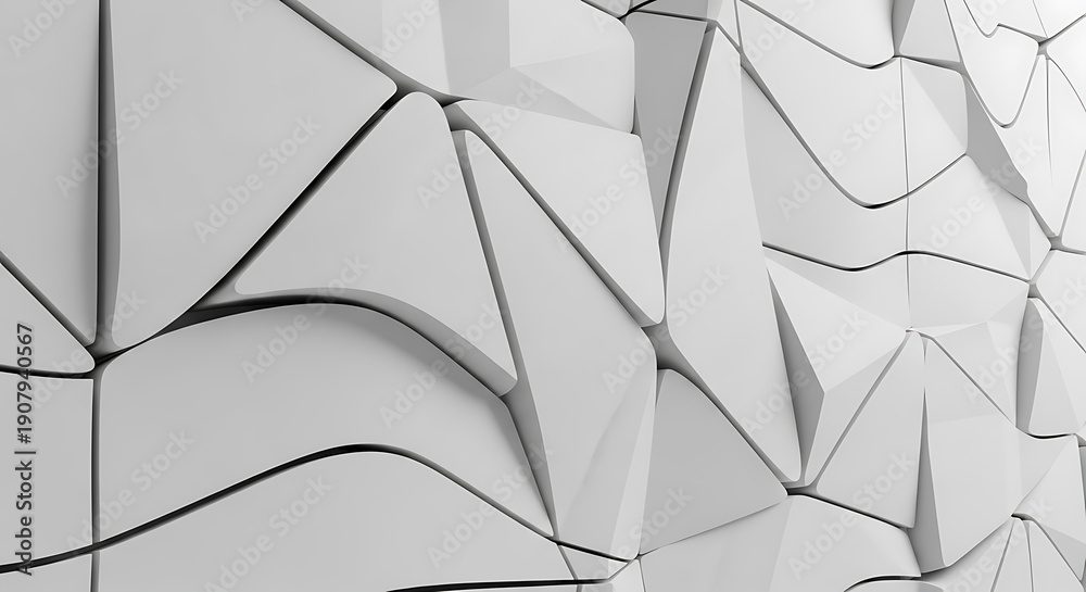 Obraz premium Geometric shapes create abstract 3D pattern on white surface from top viewpoint