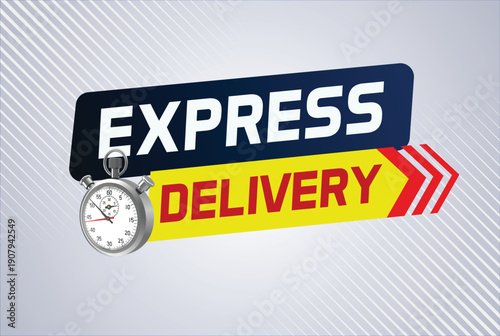 Express delivery word concept vector illustration with stopwatch style for use landing page, template, ui, web, mobile app, poster, banner, flyer, background, gift card, coupon, label

