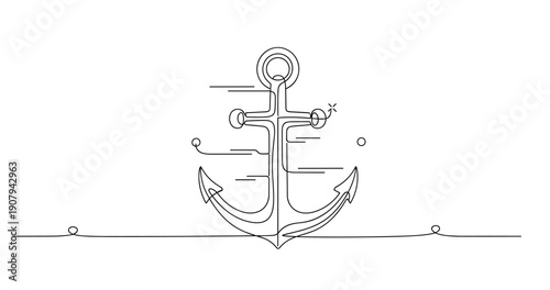 Minimalist line art anchor on a white background. None editable stroke