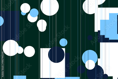 Modern digital abstract geometric pattern background with vibrant blue, white, and dark circles and squares creating a clean, dynamic visual design for contemporary projects