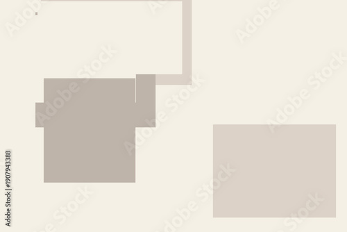 Minimalist abstract composition featuring beige geometric art shapes and clean lines on a light background, evoking modern simplicity and design aesthetics