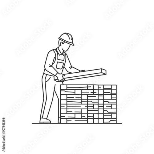 Masonry professional carefully stacking rectangular building blocks