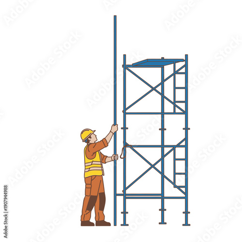 Scaffolding rigger erecting a metal support structure