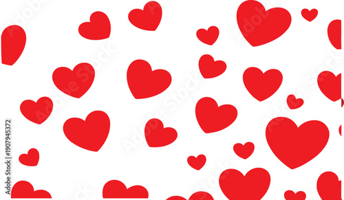 Seamless red heart pattern with simple romantic Valentine love background minimal vector illustration design