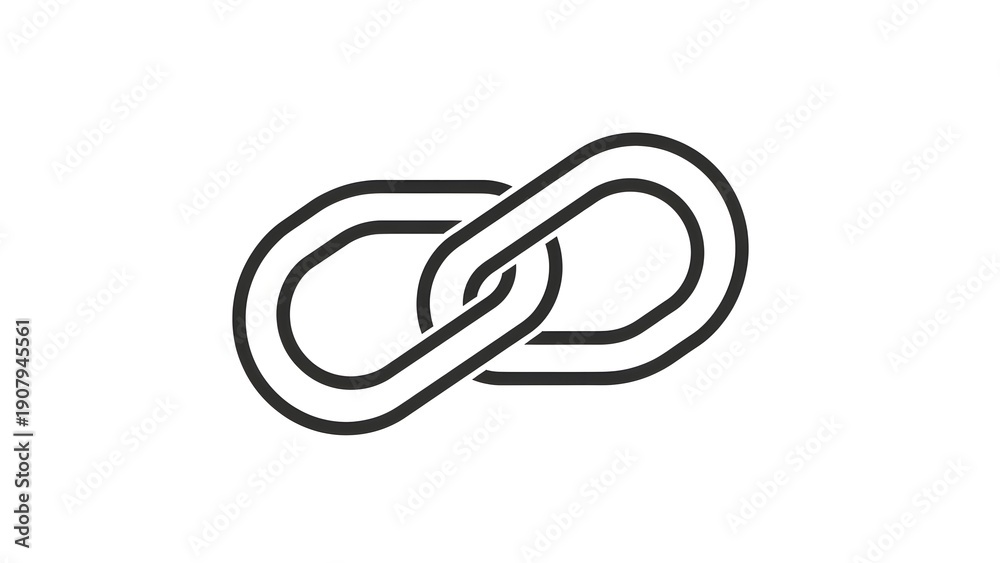 Naklejka premium Interlinked chain links icon representing connection, unity, and partnership, symbol of digital networks and information sharing