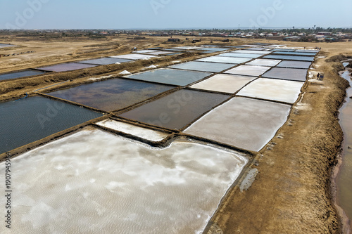 Obraz na plátně Aerial View of Salt Evaporation Ponds Near Toliara, Madagascar