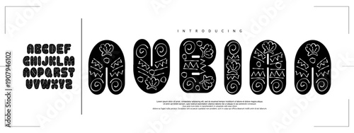 Nubian An ethnic decorative display font from african with hand-drawn tribal ornaments and symbolic patterns, perfect for cultural branding and posters.