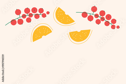 Art & Illustration Tropical Fruits Flat Vector Banner for Summer Market Promotion and Food Advertising