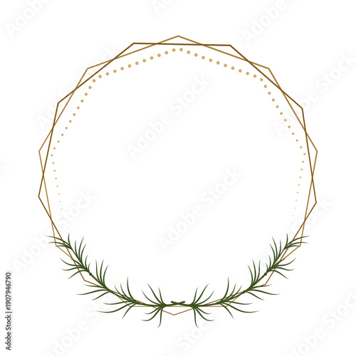 Classic winter wreath frame. Vector round border for festive invitation design