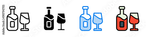 Drink icon set multiple style collection
