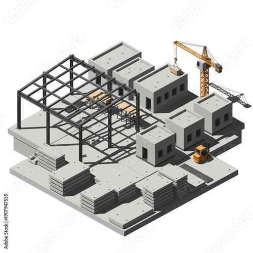 3D Model of Building Under Construction.