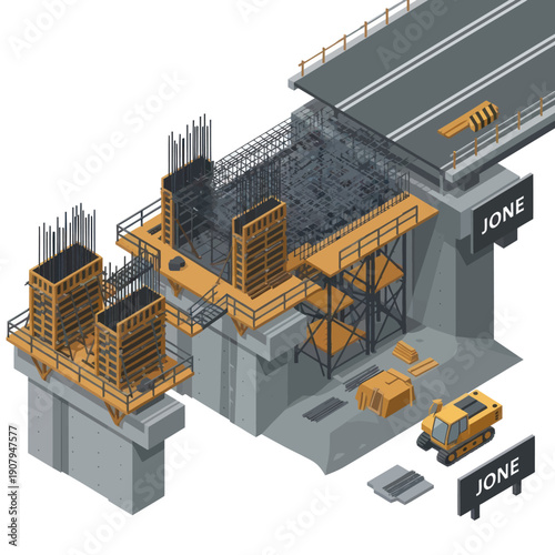 Construction Site with Crane and Buildings.