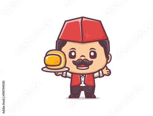 cute male chef cartoon with vada pav