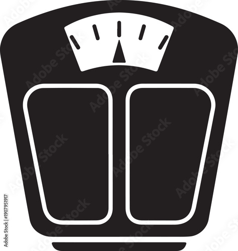 Black and white of a bathroom scale with dial weighing scale gauge