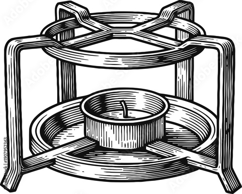 Metal tealight candle holder stand with round base and raised curved legs for stability