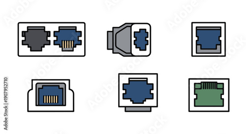 Ethernet Port Line color art modern style