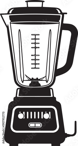 Black and white of a kitchen blender with measurement markings kitchen appliance food processor desi
