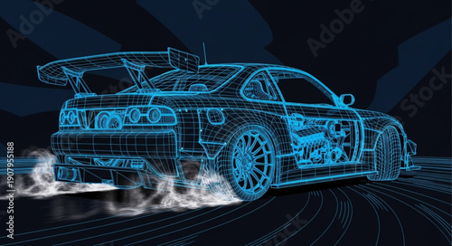 Racing Car Wireframe Design Speed.
