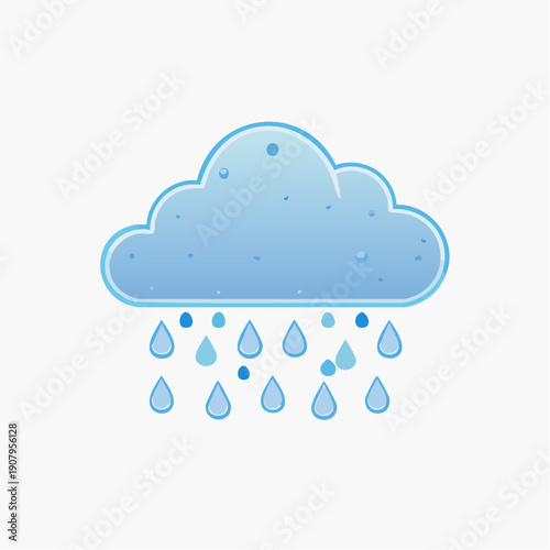 Iconic cloud illustration representing rainy weather conditions and precipitation