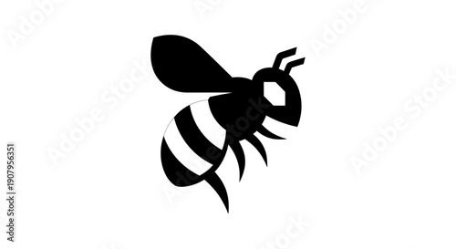 Black and white bee illustration