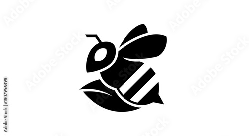 Black and white bee illustration