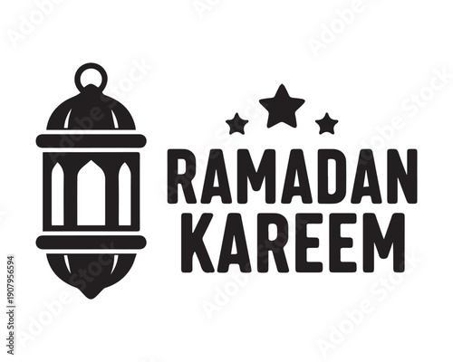 Ramadan kareem logo with lantern and stars