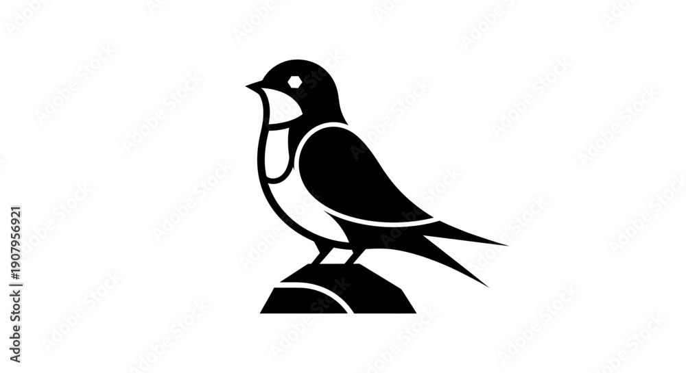 Obraz premium Black and white bird silhouette illustration