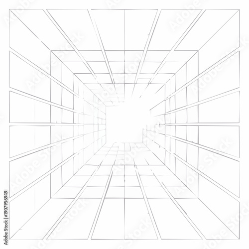 White and gray abstract geometric background with intricate lines forming a symmetrical square maze pattern