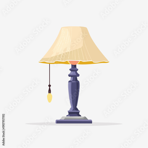 Illustration of a classic table lamp with a pleated shade and decorative base for home lighting
