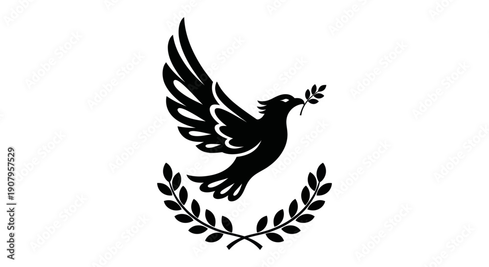 Fototapeta premium Black and white dove symbol of peace