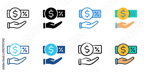 Payroll Tax icons set multiple style collection. Editable stroke 
