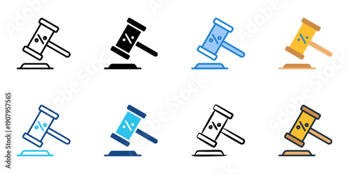 Tax Law icons set multiple style collection. Editable stroke 

