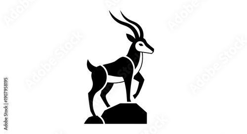Black and white gazelle silhouette