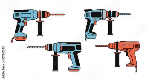 Konstfotografi Hand Drill Line art color vector minimal style